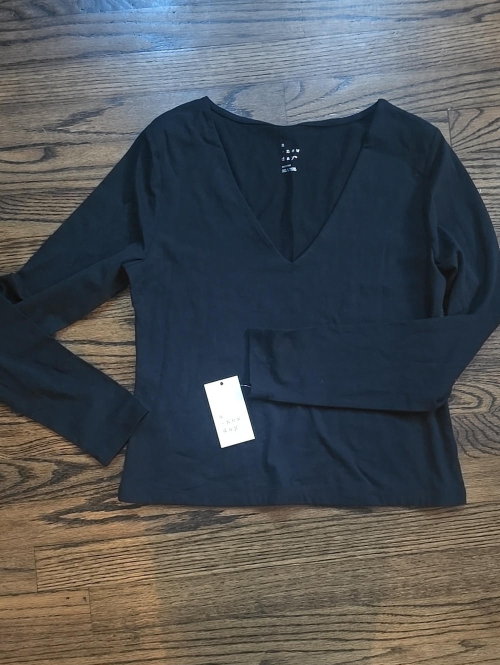 a new day Black V-Neck Long Sleeve Top